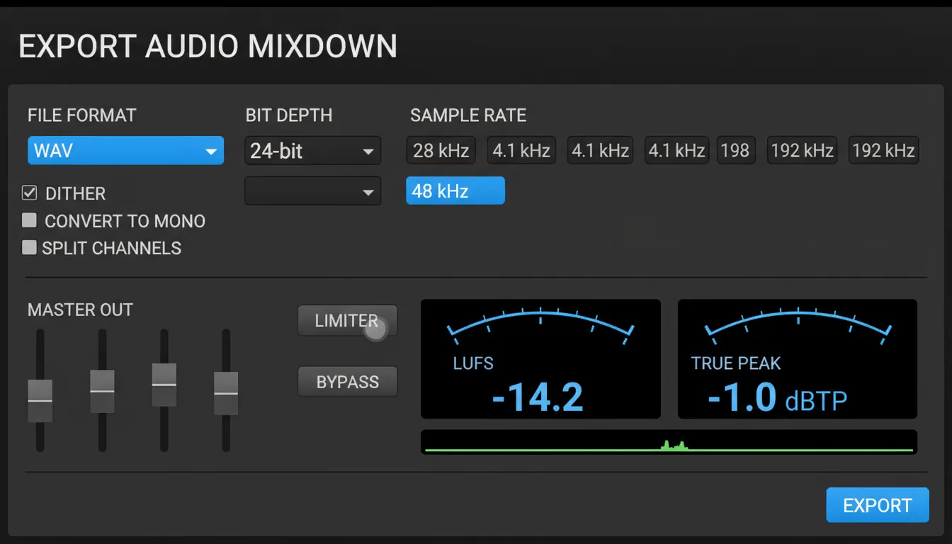 music mastering online premaster export WAV 24-bit headroom checklist